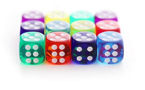different colored dice.